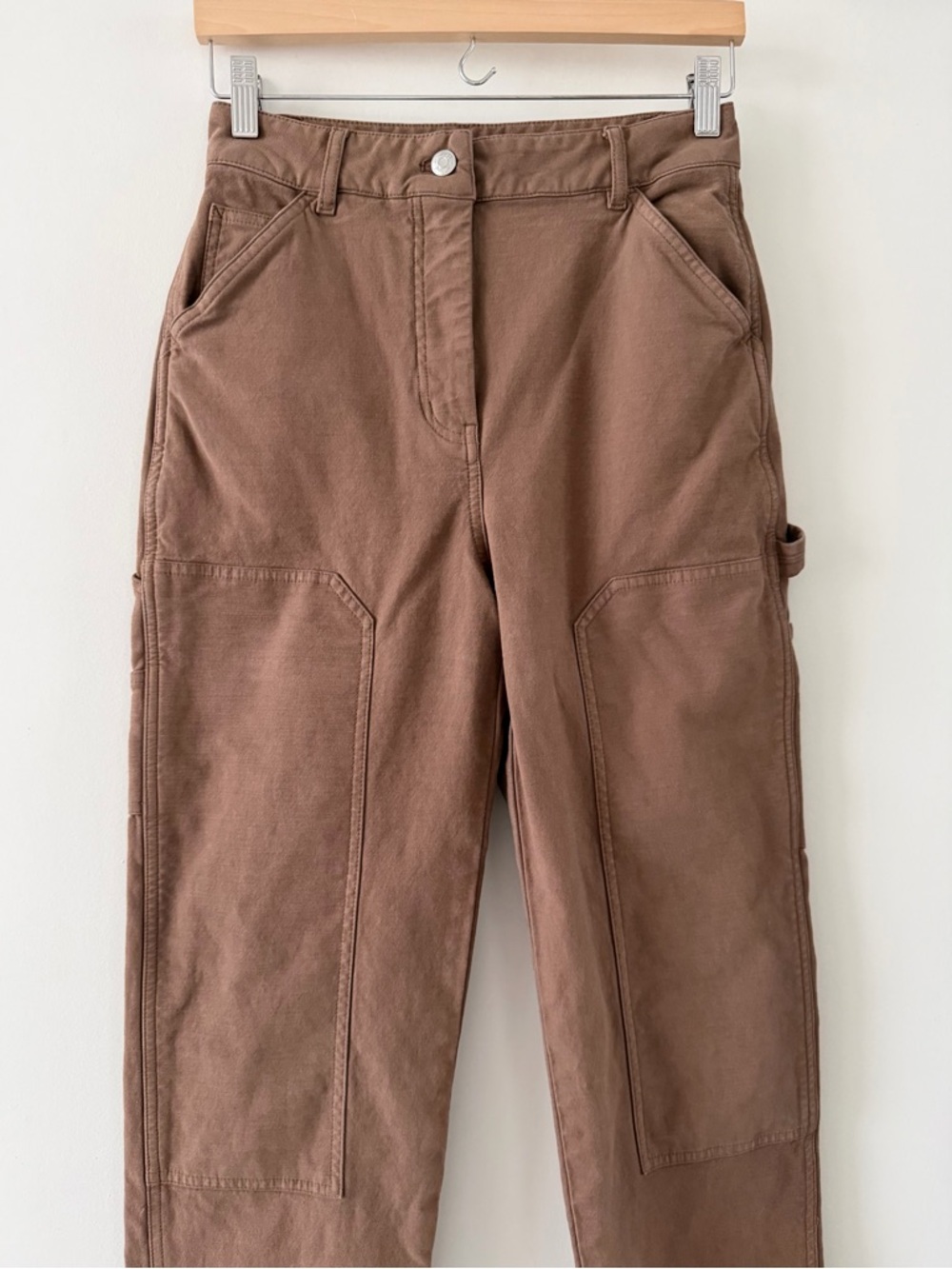 Wilfred Free Brown Utility Carpenter Pants High Rise Straight Leg Size 6 - Picture 5 of 11